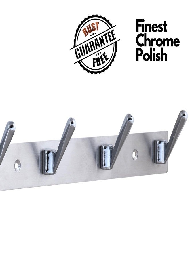 HingeMinds Stainless Steel Cloth Hanger for Wall, Clothes Hook Hangers Door Mounted, Bathroom Hooks for Hanging Towel, Wall Mount Shirt Hangers, Dress Holder Hooks - 6 Pin - XL, Pack of 2, Silver - Image 5